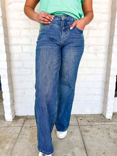 Take The Blame Flare Denim with Stitch Detail Jean