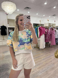 Queen Of Sparkles Beige, Blue & Green Camo Top