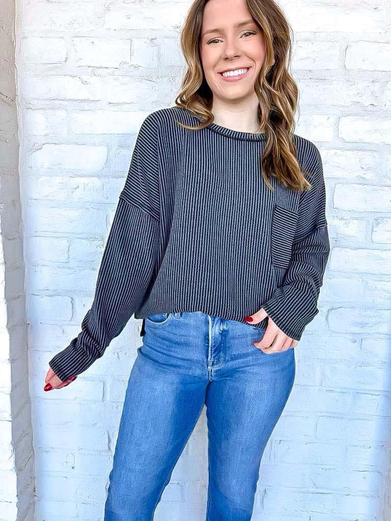 Going Places Charcoal Top