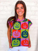 Load image into Gallery viewer, Queen Of Sparkles Multi Checkered Pumpkin Knit Top