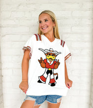 Load image into Gallery viewer, Queen Of Sparkles White &amp; Burnt Orange Texas Longhorn Jersey Top