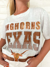 Load image into Gallery viewer, Queen Of Sparkles Grey Texas Longhorns Vintage Tee