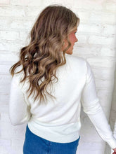 Load image into Gallery viewer, Mardi Gras Sequin Bow Embellished White Sweater