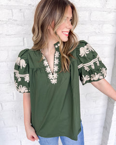 Raise My Voice Dark Green Top