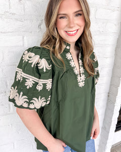 Raise My Voice Dark Green Top