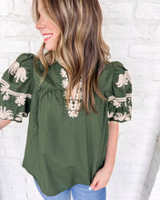 Load image into Gallery viewer, Raise My Voice Dark Green Top