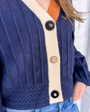Load image into Gallery viewer, THML Refer To You Navy Color-block Cardigan