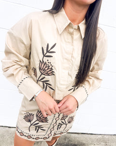 Sail Away Taupe Embroidered Set