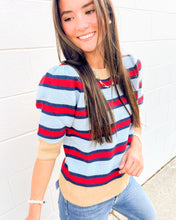 Load image into Gallery viewer, THML Feels Like Friday Navy &amp; Red Top