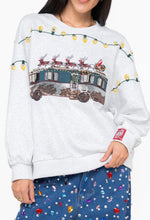 Load image into Gallery viewer, Queen Of Sparkles Grey Sequin &amp; Beaded Cousin Eddie RV with Reindeer Sweatshirt
