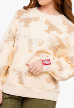 Load image into Gallery viewer, Queen Of Sparkles Cream Christmas Vacation Sequin &amp; Beaded Moose Mug Sweatshirt