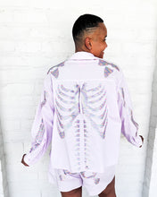 Load image into Gallery viewer, Queen Of Sparkles Lavender Skeleton Button Up Short