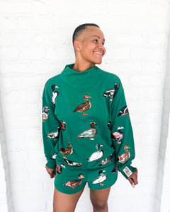 Queen Of Sparkles Dark Green Duck Shorts