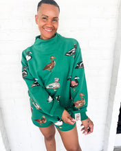 Load image into Gallery viewer, Queen Of Sparkles Dark Green Mock Neck Duck Sweatshirt