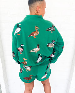 Queen Of Sparkles Dark Green Duck Shorts