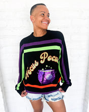 Load image into Gallery viewer, Queen of Sparkles Hocus Pocus Sweater - Black Halloween Knit Top with Sequin cauldron 