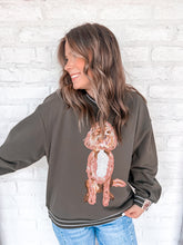 Load image into Gallery viewer, Queen of Sparkles Olive Golden Doodle Sweater - Olive Sweatshirt with Sequin Golden Doodle