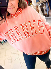Load image into Gallery viewer, Give Thanks Peach Gingham Pullover