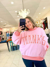 Load image into Gallery viewer, Give Thanks Pink Gingham Pullover